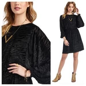 Ariat Shadow Burnout Velvet Mini Dress L Sheer Long Slv Western Boho Romantic